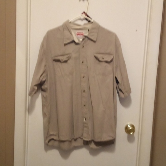 Wrangler Tan Short Sleeve Button Down Shirt - Size 2X - Picture 1 of 12